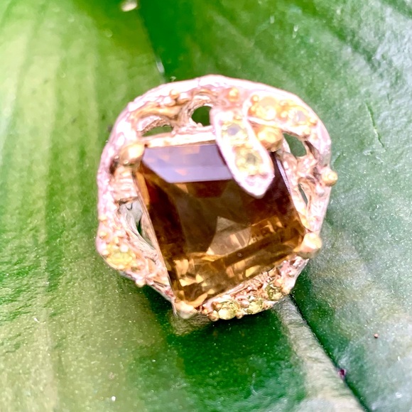 925 STERLING SILVER & LEMON QUARTZ GEMSTONE RING - Picture 7 of 15